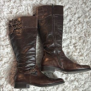Brown Leather Knee-High Boots